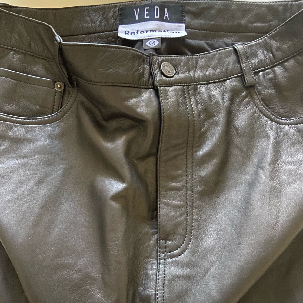 Reformation Veda Tazz Leather Maxi Skirt Size 12 - Picture 7 of 8